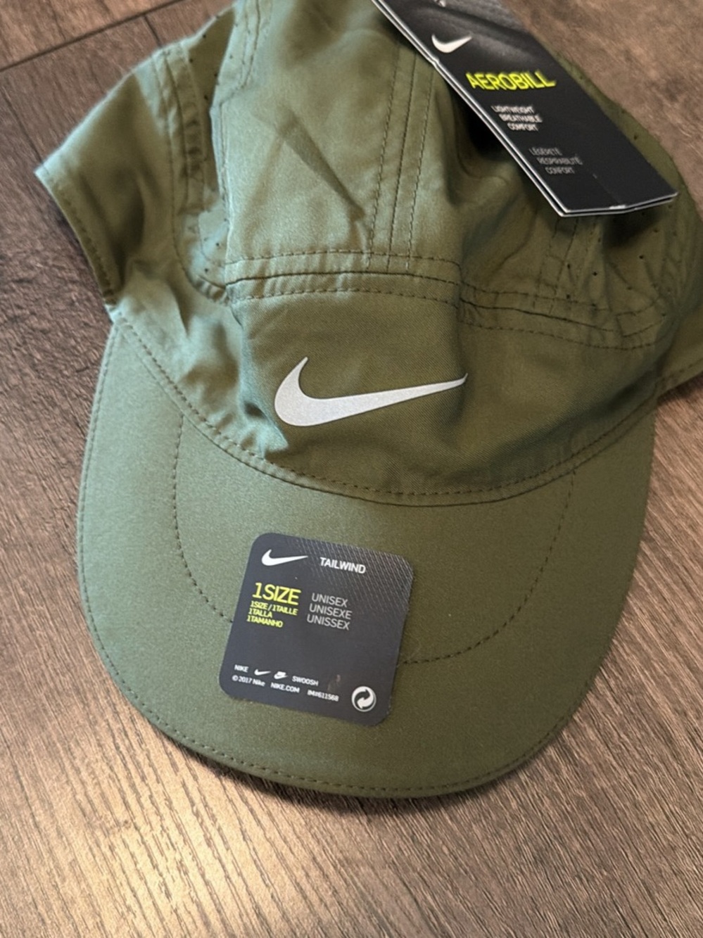 Nike Unisex Olive Tailwind Aerobill Running Cap, NWT